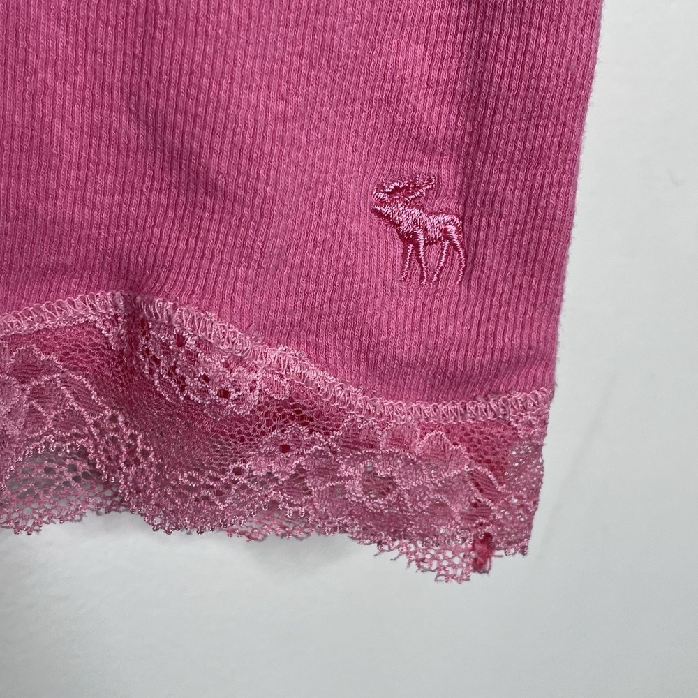 Abercrombie & Fitch Y2K Lace Trim Cami Tank Top Pink Womens Small Coquette Moose - Picture 2 of 6